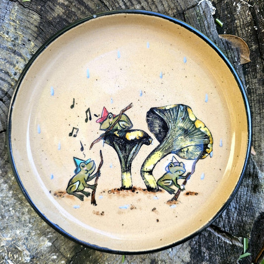Witch Frog Plate: Molly, Dolly, and Polly.